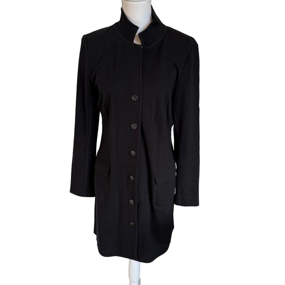Cabi Maestro Jacket Size Small S Black Snap Buttons Stand Collar Long #3903